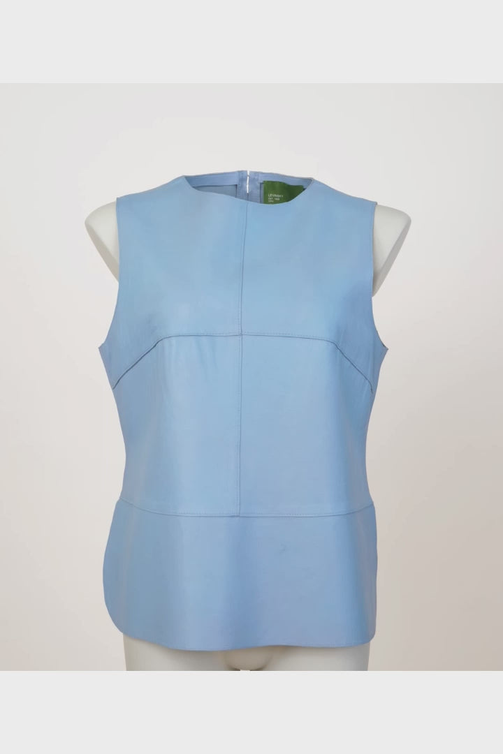 Hope Vest, 59 cm. - Lamb Dior Bonded Leather-Women - Skye Blue