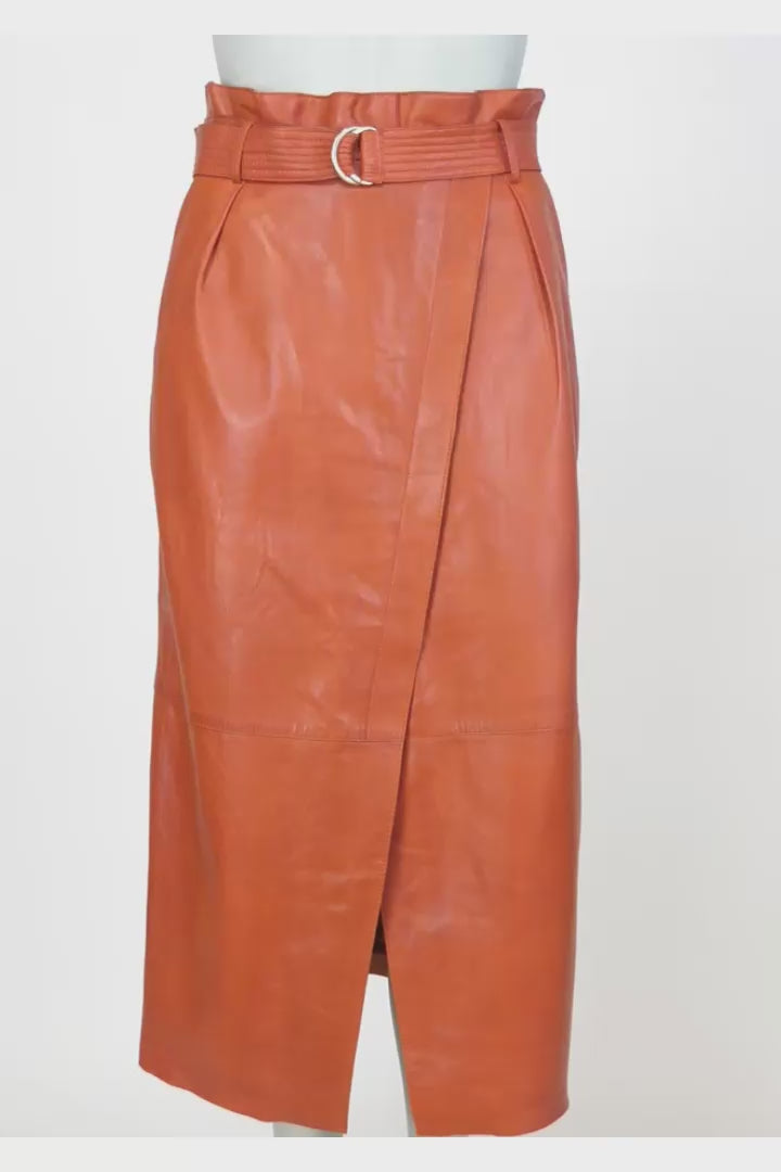 Edith Skirt - Lamb Malli Leather - Women - Burnt Orange