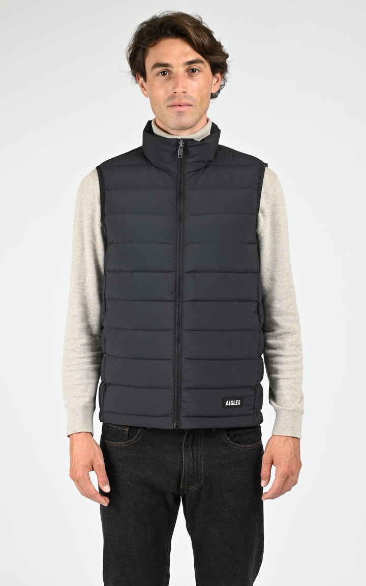 Black Aigle Short Sleeveless Puffer Jacket - Men