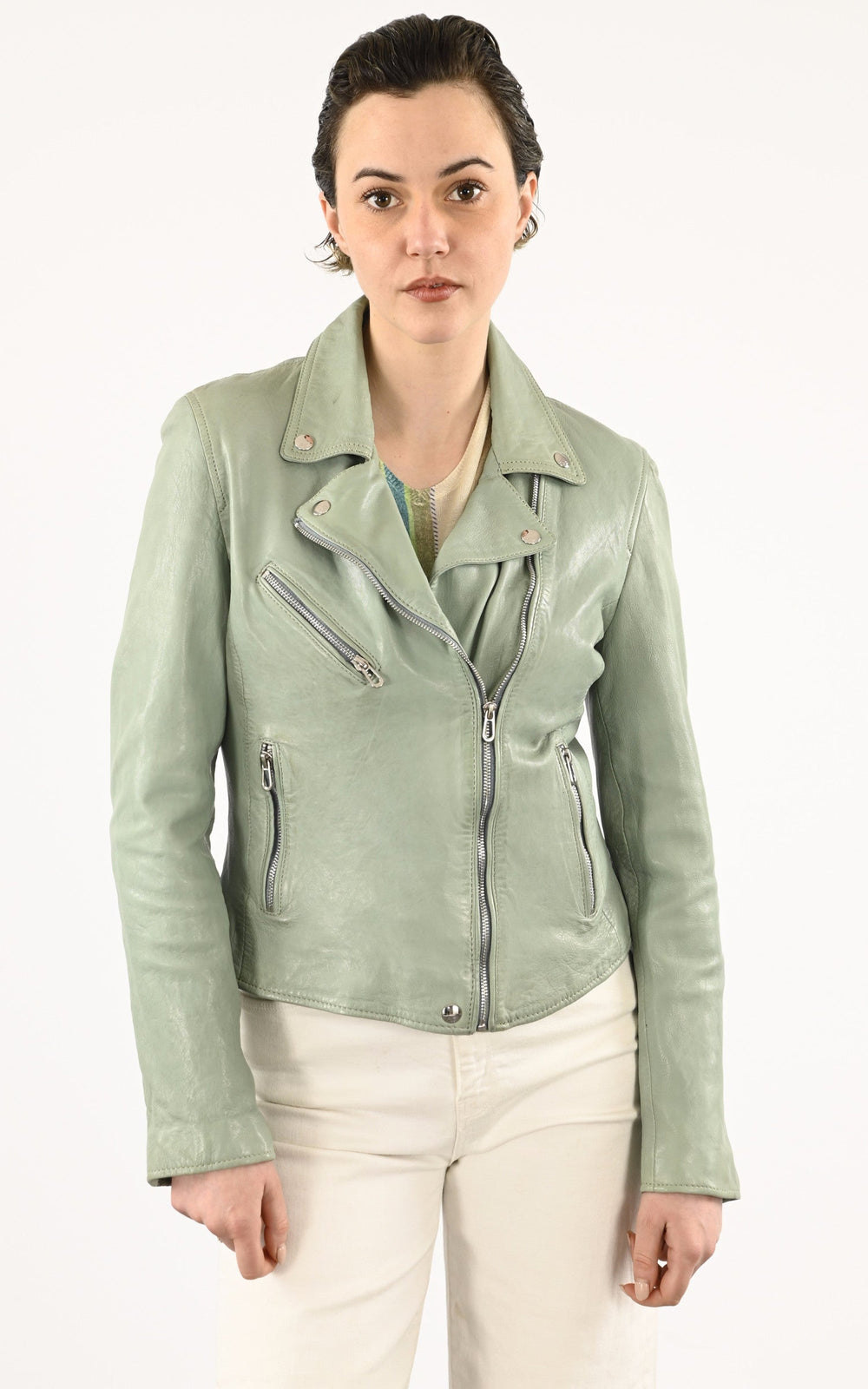 A "OLYMPE 101964" Vert de gris Rose Garden Blouson Femme closed photo