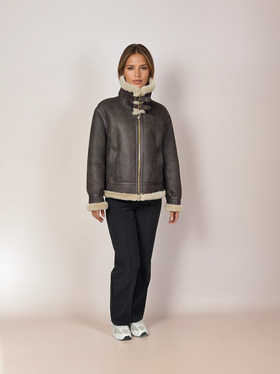 Javote, 60 cm. - Nappa Lamb Crack Washed -Women - Dark Brown