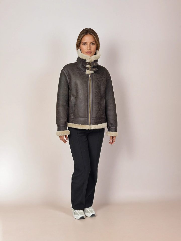 Javote, 60 cm. - Nappa Lamb Crack Washed -Women - Dark Brown