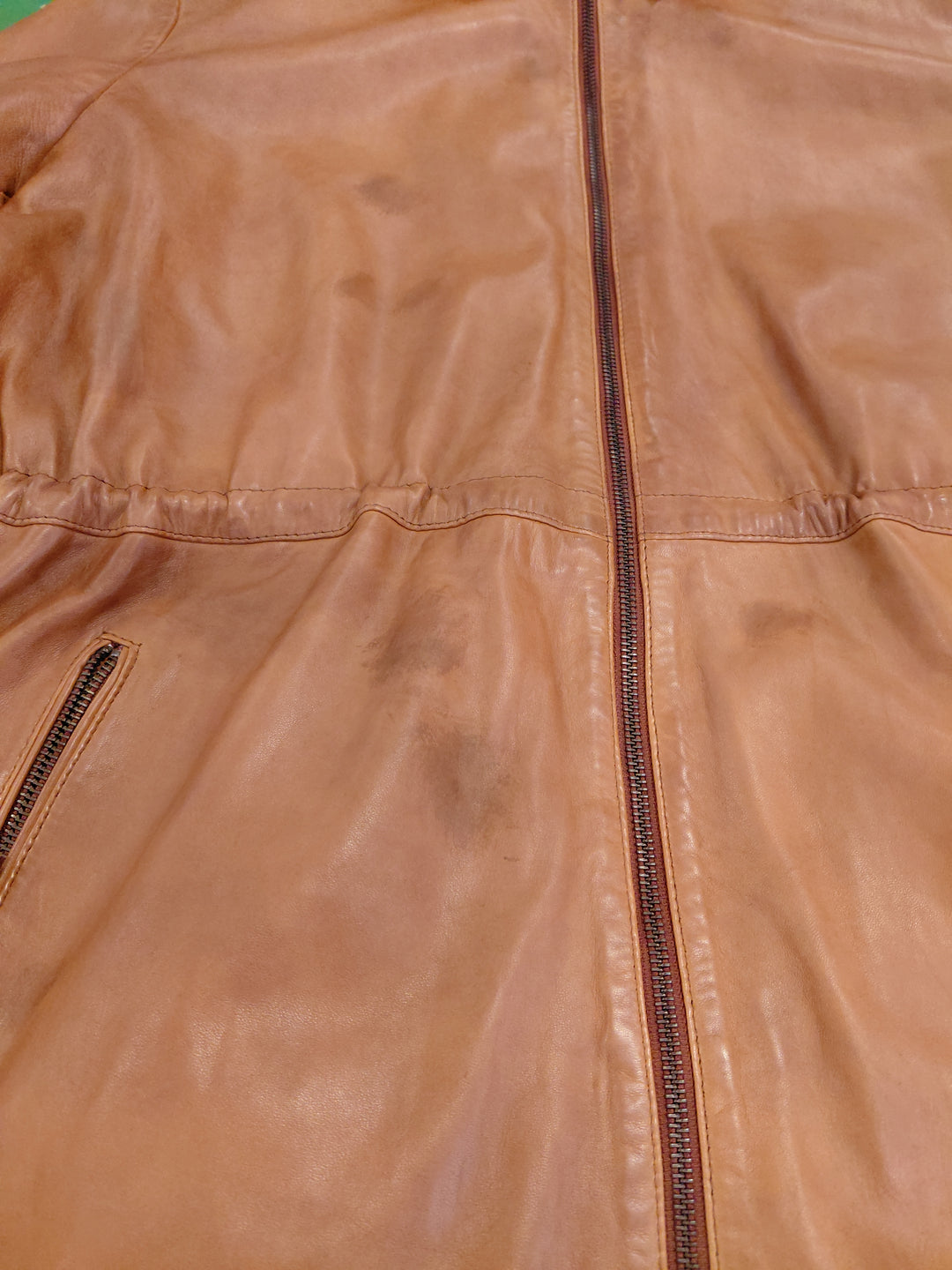 New Solene, 87 cm. - Hood Lamb Thick Dace Leather -Women Dark Cognac
