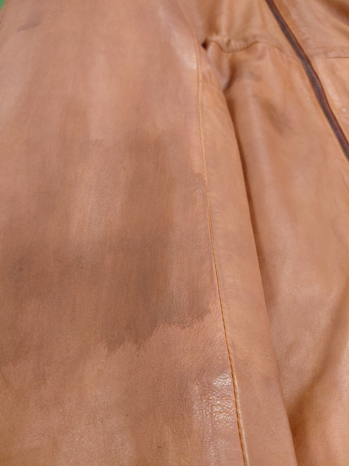New Solene, 87 cm. - Hood Lamb Thick Dace Leather -Women Dark Cognac