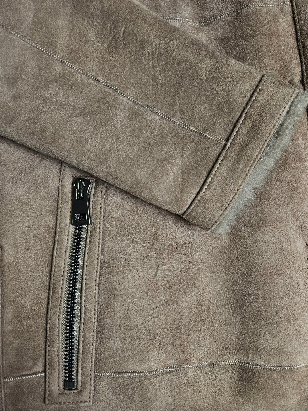 Giorgiana, 95 cm. - Collar Suede Lamb - Women Dark Oak