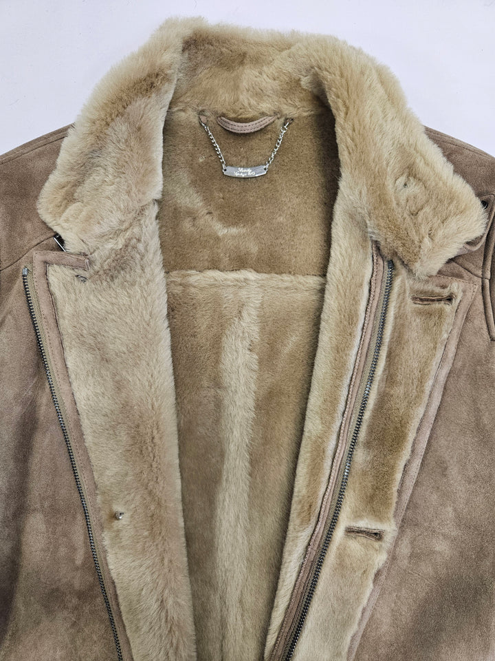 Carlos, 100 cm. - Cuello - Abrigo Ante Cordero - Hombre - Roble Oscuro