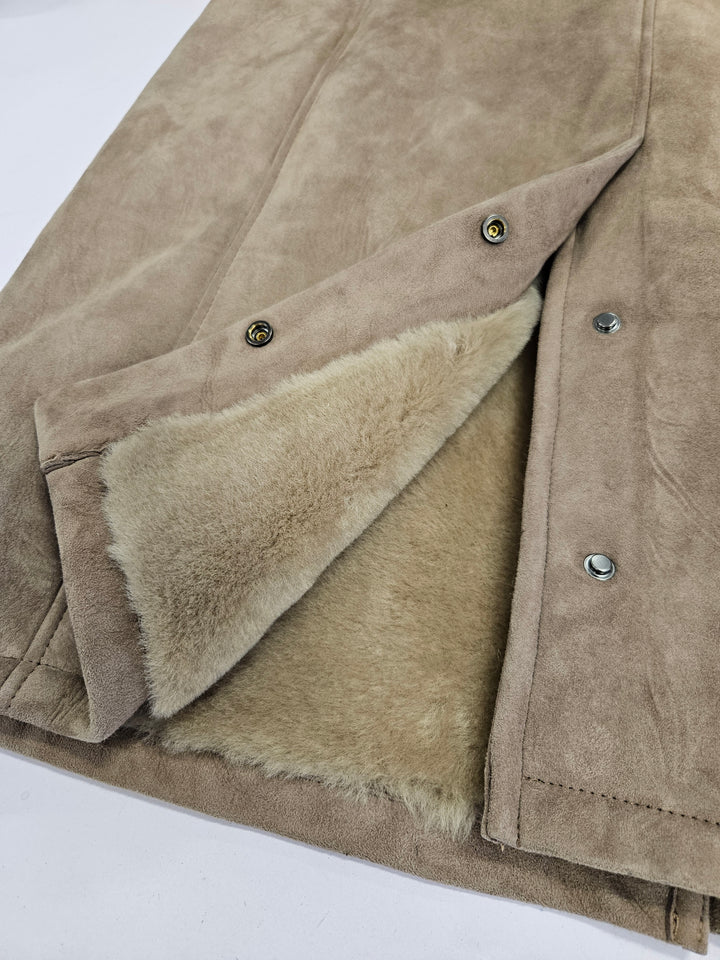 Carlos, 100 cm. - Cuello - Abrigo Ante Cordero - Hombre - Roble Oscuro