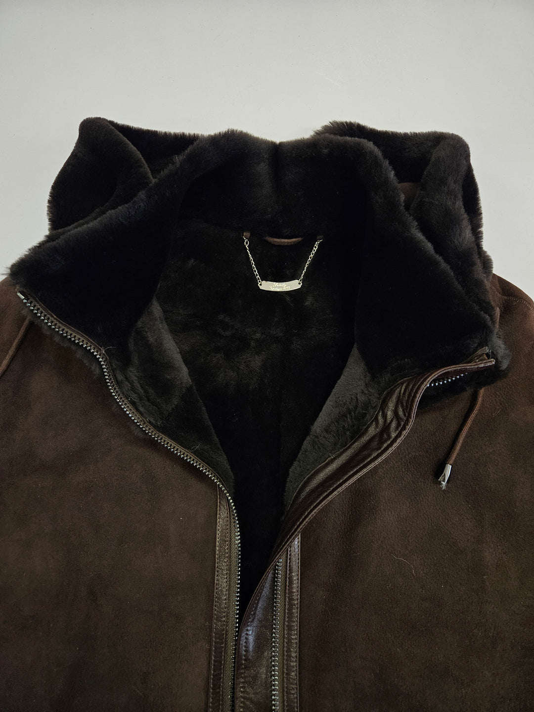 New Gabiana, 108 cm. - Hood Suede Lamb - Women Dark Brown