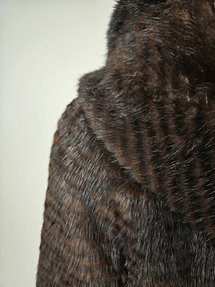Juvignac, 95 cm. - Hood Mink & Wool - Women Mahogany