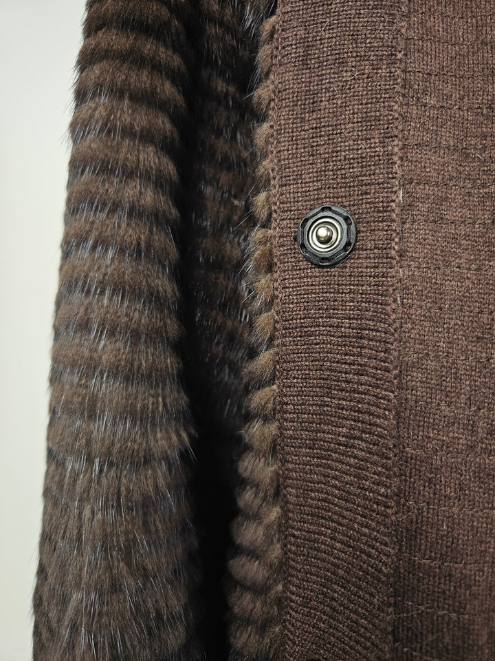 Juvignac, 95 cm. - Hood Mink & Wool - Women Mahogany
