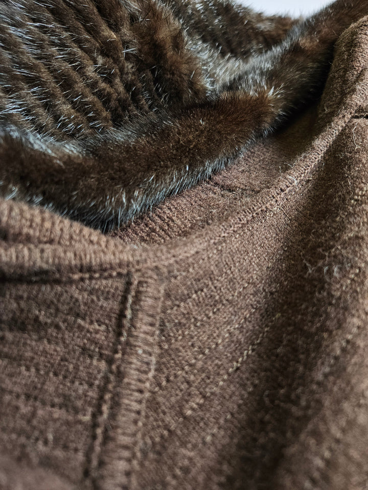 Juvignac, 95 cm. - Hood Mink & Wool - Women Mahogany