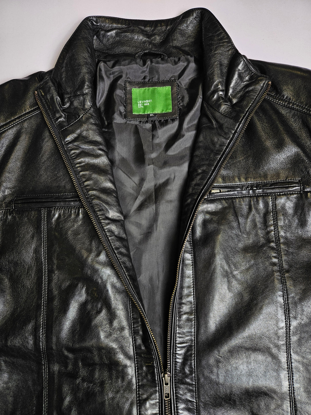 Big Marlow, 80 cm. - Collar Lamb Polish Nappa Leather -Man Black