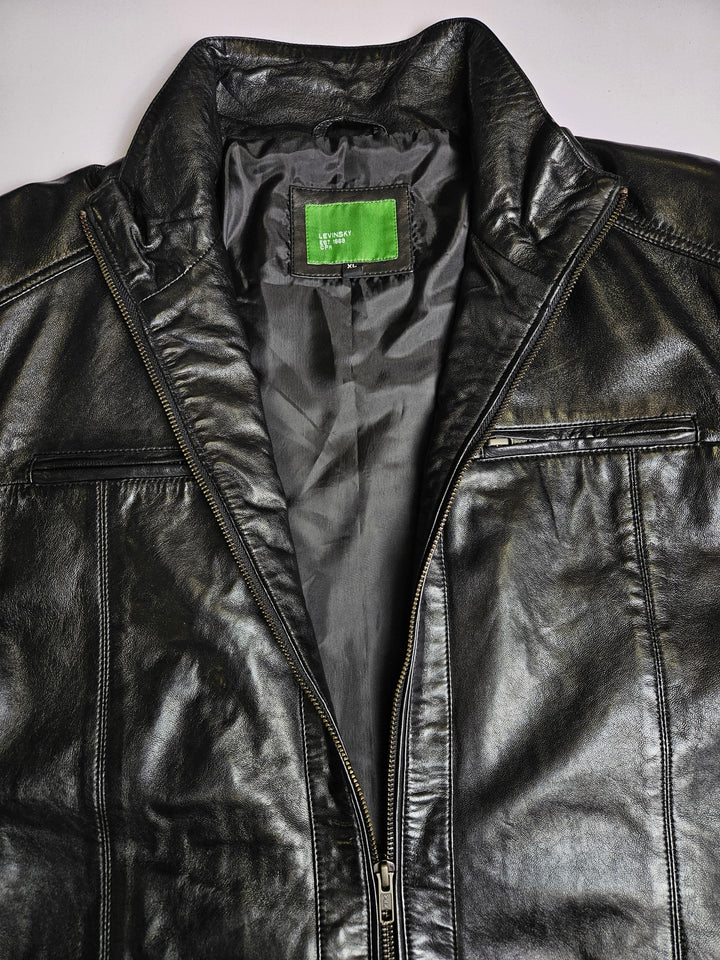 Big Marlow, 80 cm. - Collar Lamb Polish Nappa Leather -Man Black