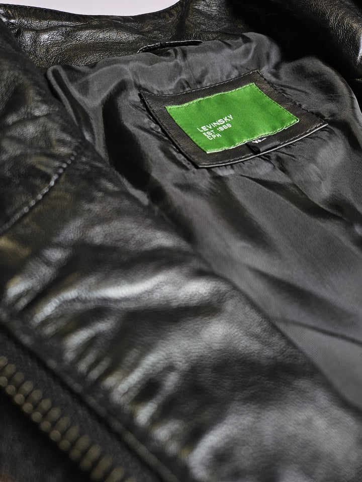 Big Marlow, 80 cm. - Collar Lamb Polish Nappa Leather -Man Black