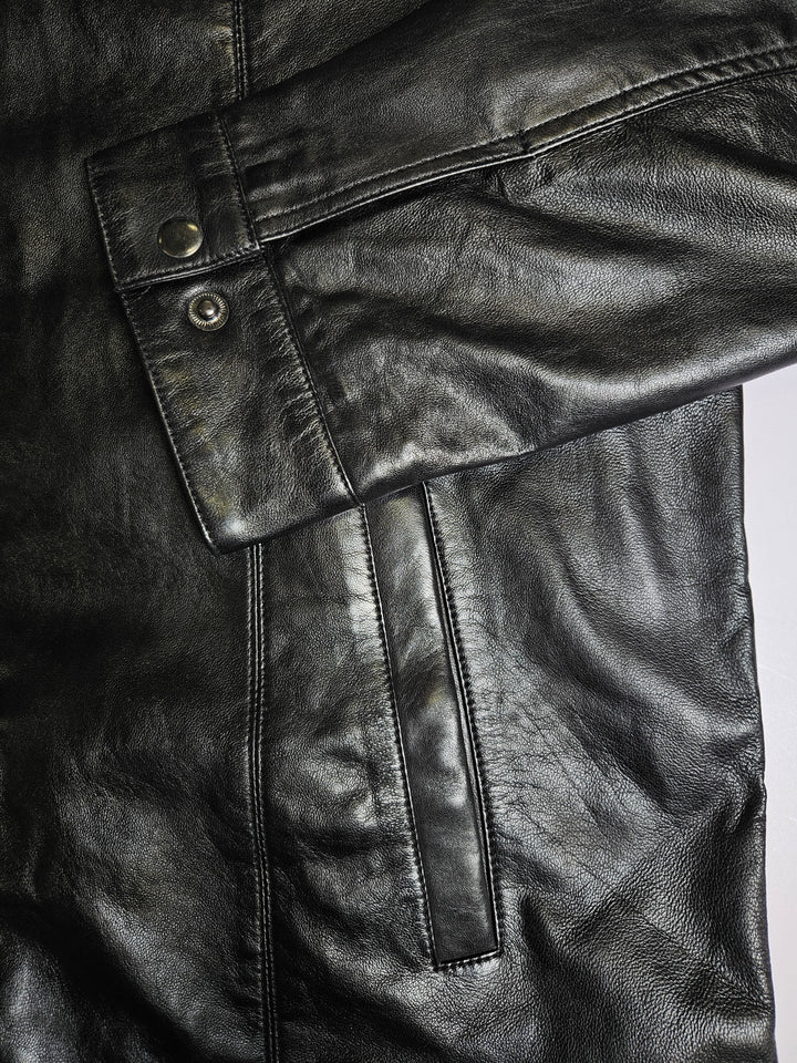 Big Marlow, 80 cm. - Collar Lamb Polish Nappa Leather -Man Black