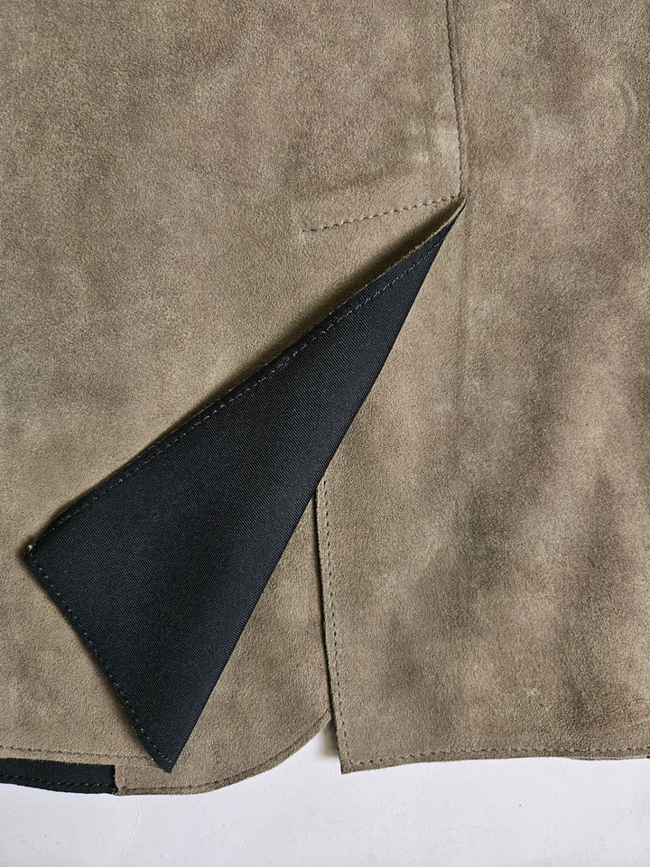 Ines, 65 cm. - Collar Goat Suede Leather - Women Grey