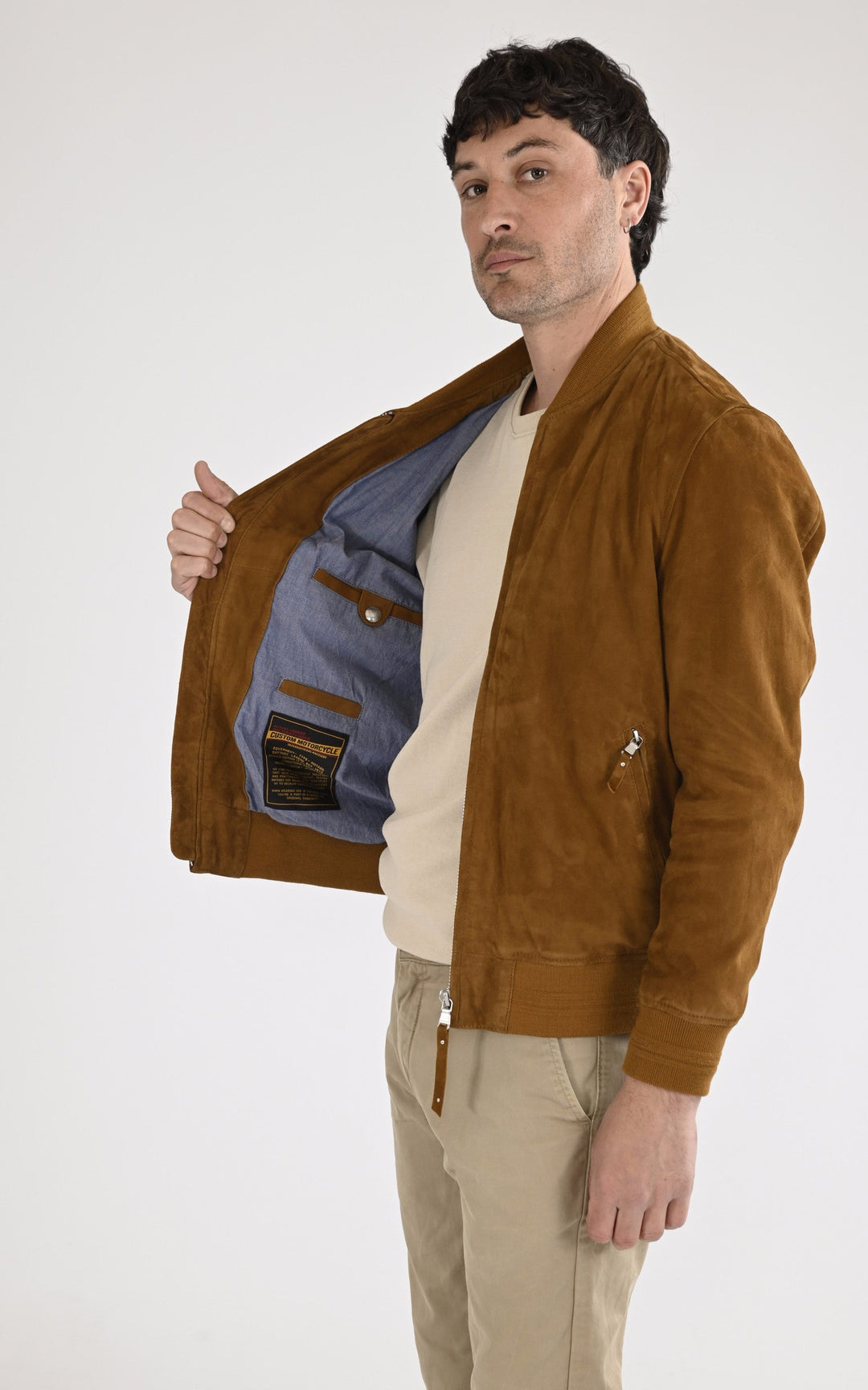 A "WINDON 102570" Cognac Daytona 73 Blouson Homme interior photo