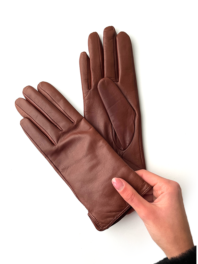Z-1601 Plain Leather Glove  - Whisky