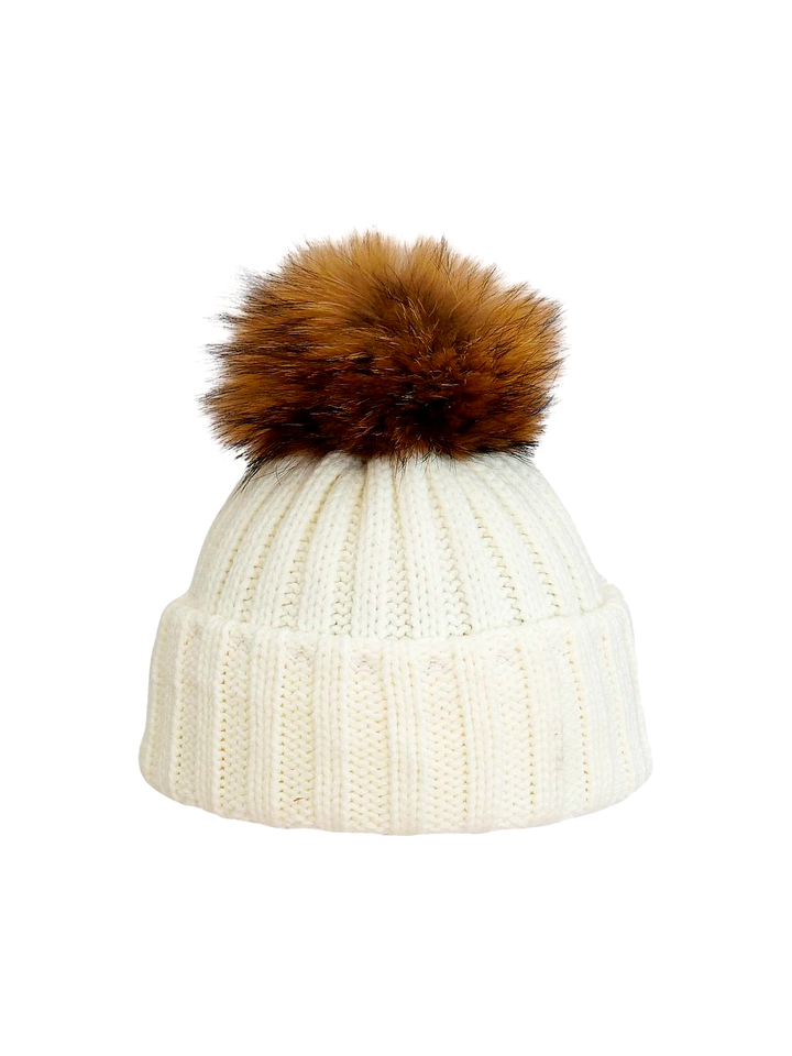 Beanie Hat - Knitted Acrylic - White