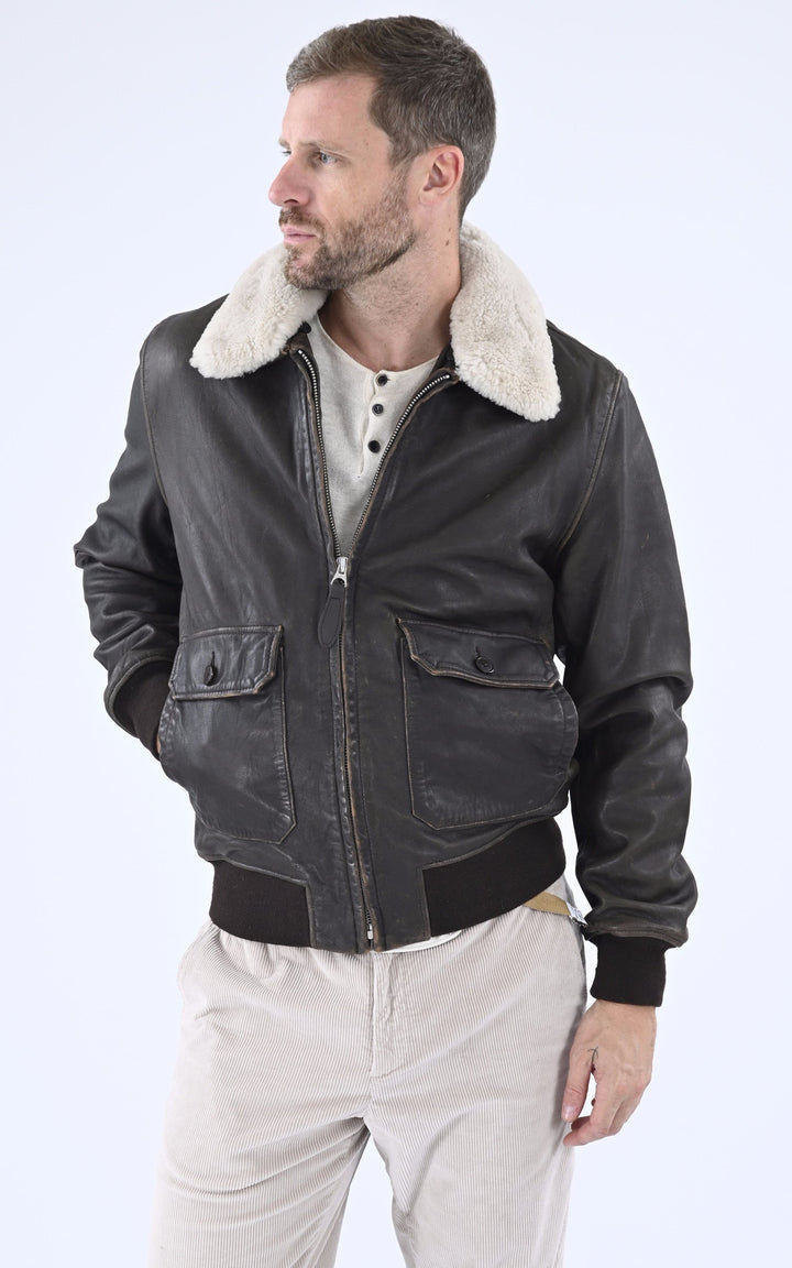 A "LC PILOT USED" Marron Schott Pilote Homme opened photo