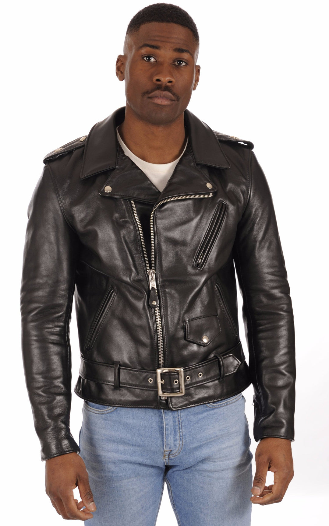 A "613SH" Noir Schott Perfecto Homme closed photo