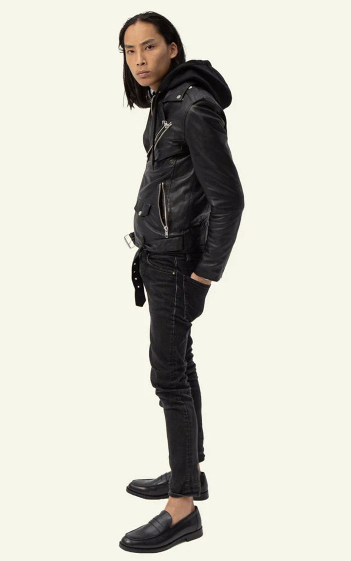 A "ROCKER HOOD" Noir Serge Pariente Perfecto Homme closed photo