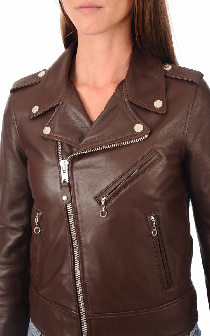 A "LCW1601D" Marron Schott Perfecto Femme details photo