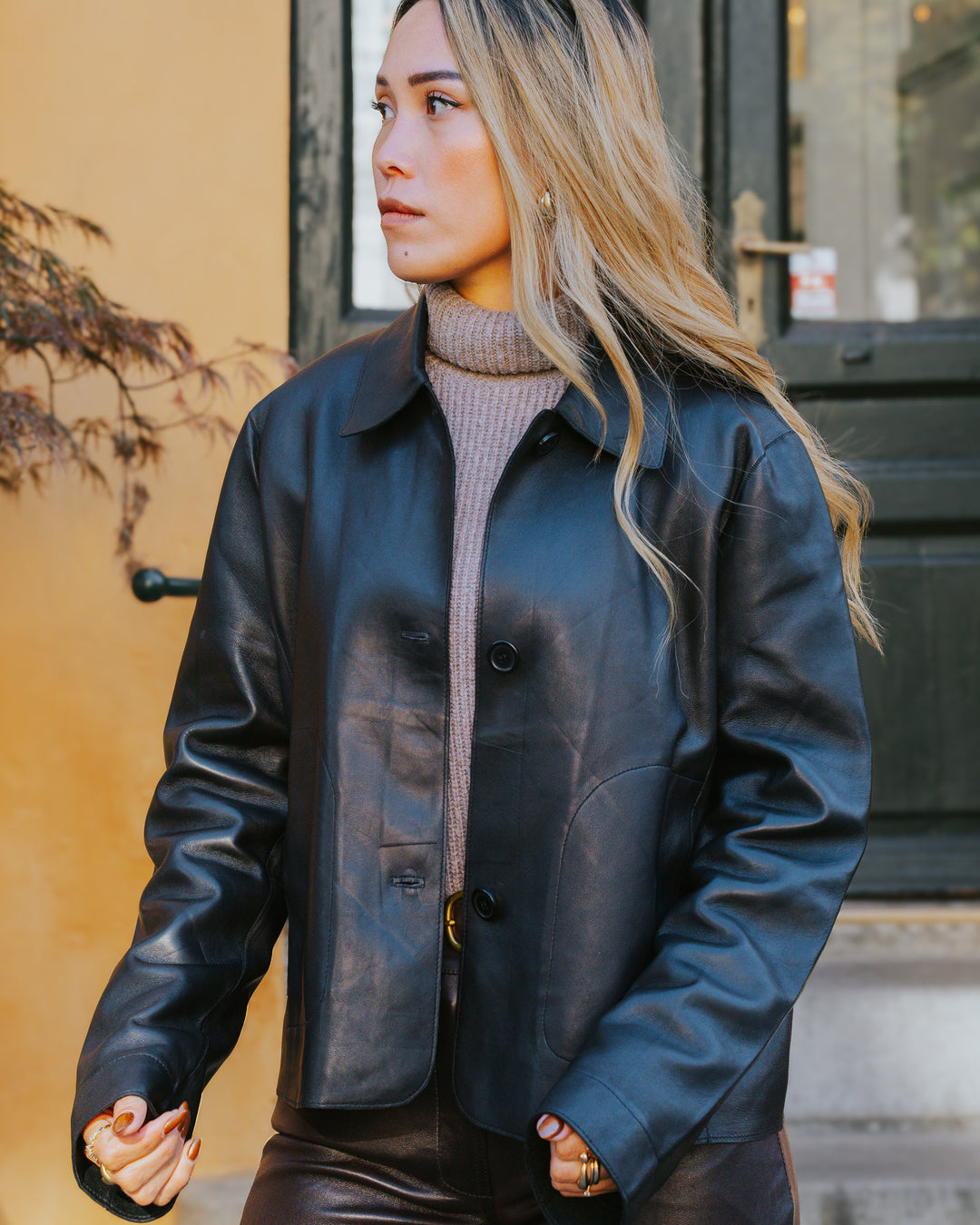 Kana, 52 cm. - Lamb Dior Bonded Leather-Dames - Zwart