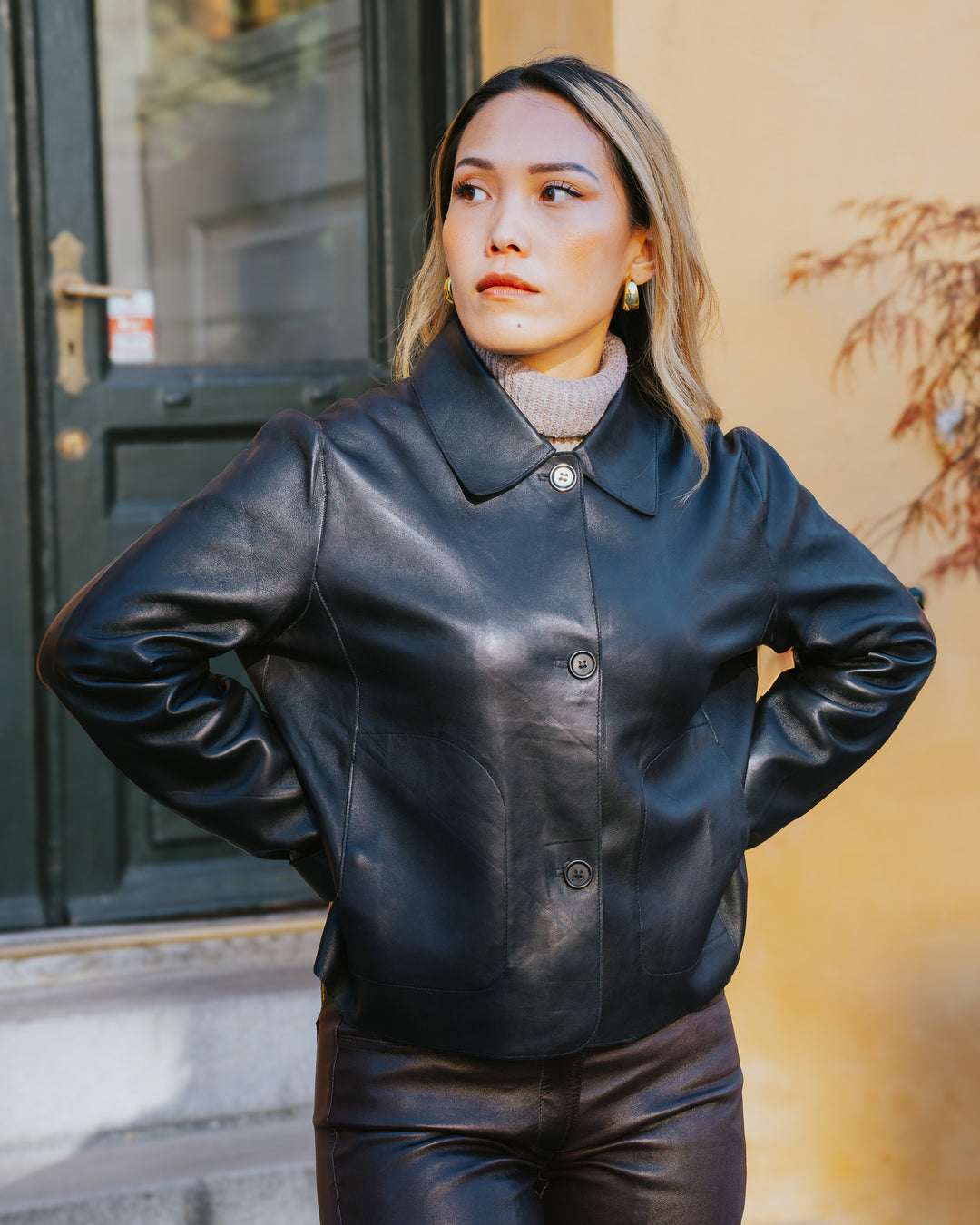 Kana, 52 cm. - Lamb Dior Bonded Leather-Dames - Zwart