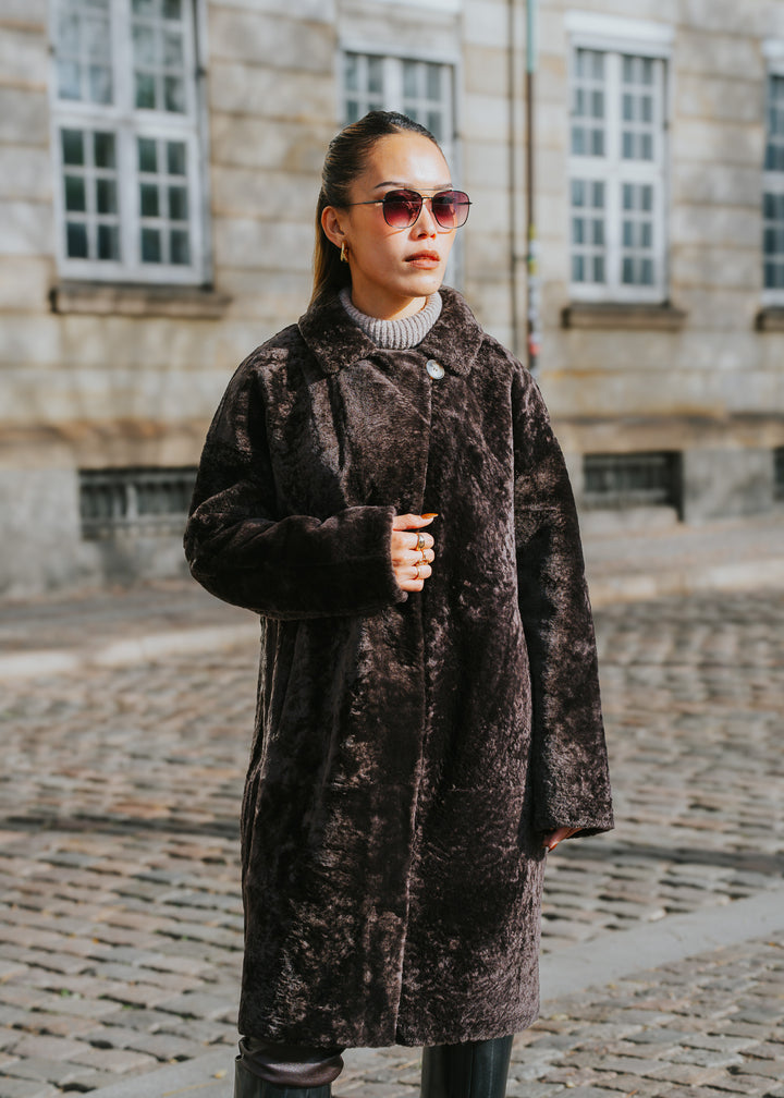 Izel, 95 cm. - Krave - Nappa Lam - Damer - Brun