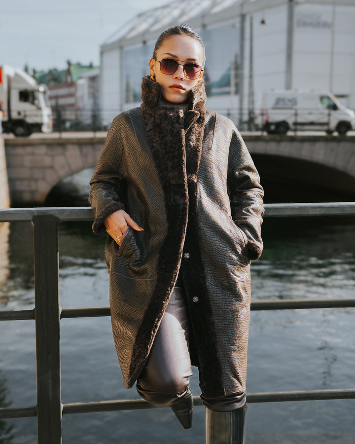 Izel, 95 cm. - Krave - Nappa Lam - Damer - Brun