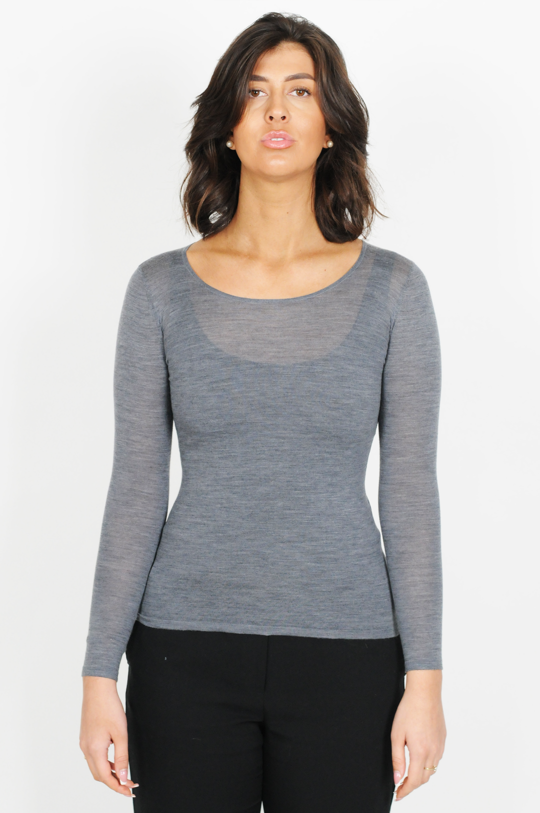 SY-23007 Shirt - 100% Wool - Women - Dark Grey