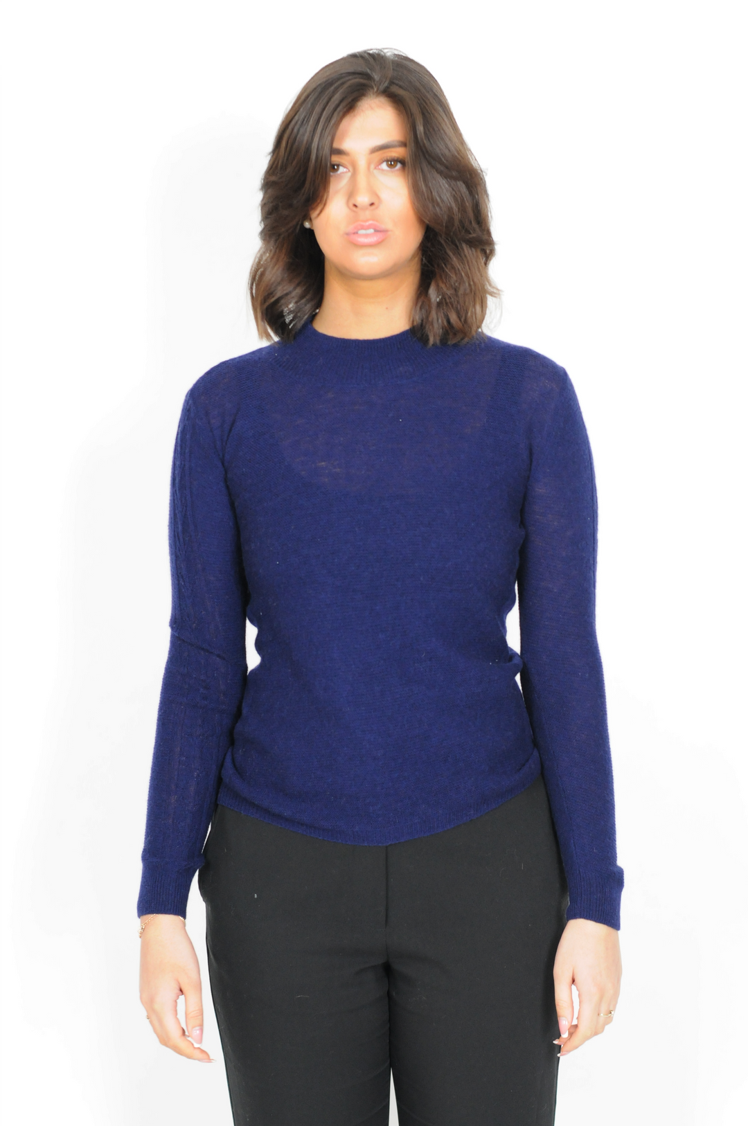 MKI Sweater - 100% uld strik - Dame - Mørkeblå