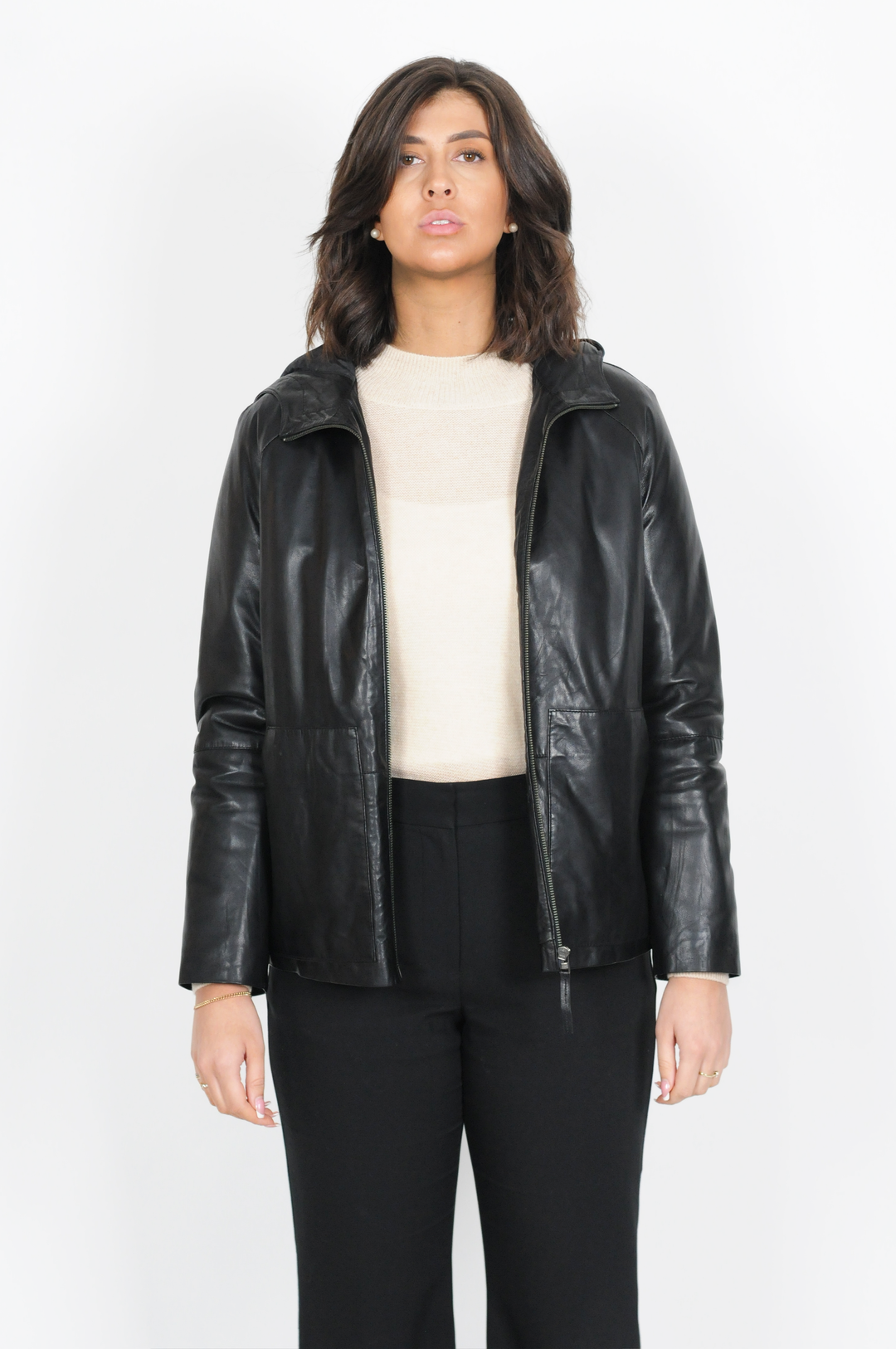 Coline - Hood - Lamb Leather jacket - Women - Black