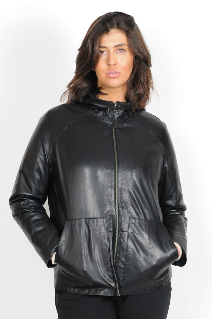 Coline - Hood - Lamb Leather jacket - Women - Black