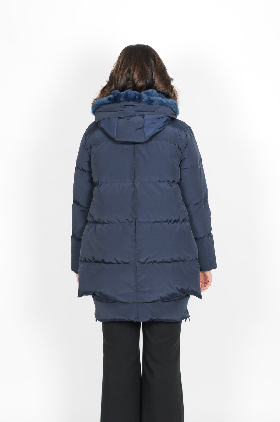 Für immer, 90 cm. - Daunenjacke mit Fell - Damen - Marineblau