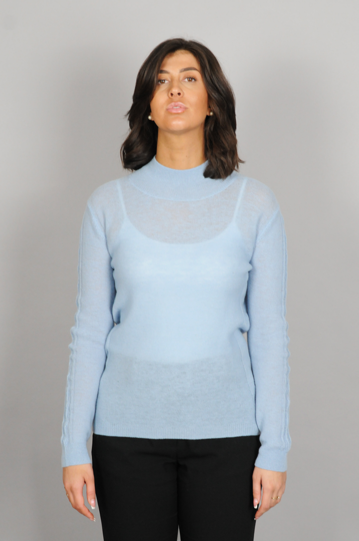 MKI Pullover – Hemd aus 100 % Wolle – Damen – Hellblau