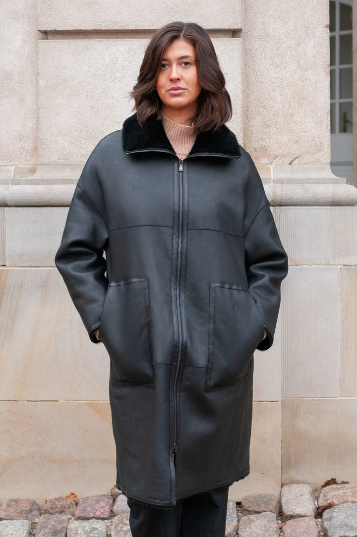 Isilda, 105 cm. - Collar - Nappa Lamb - Women - Black