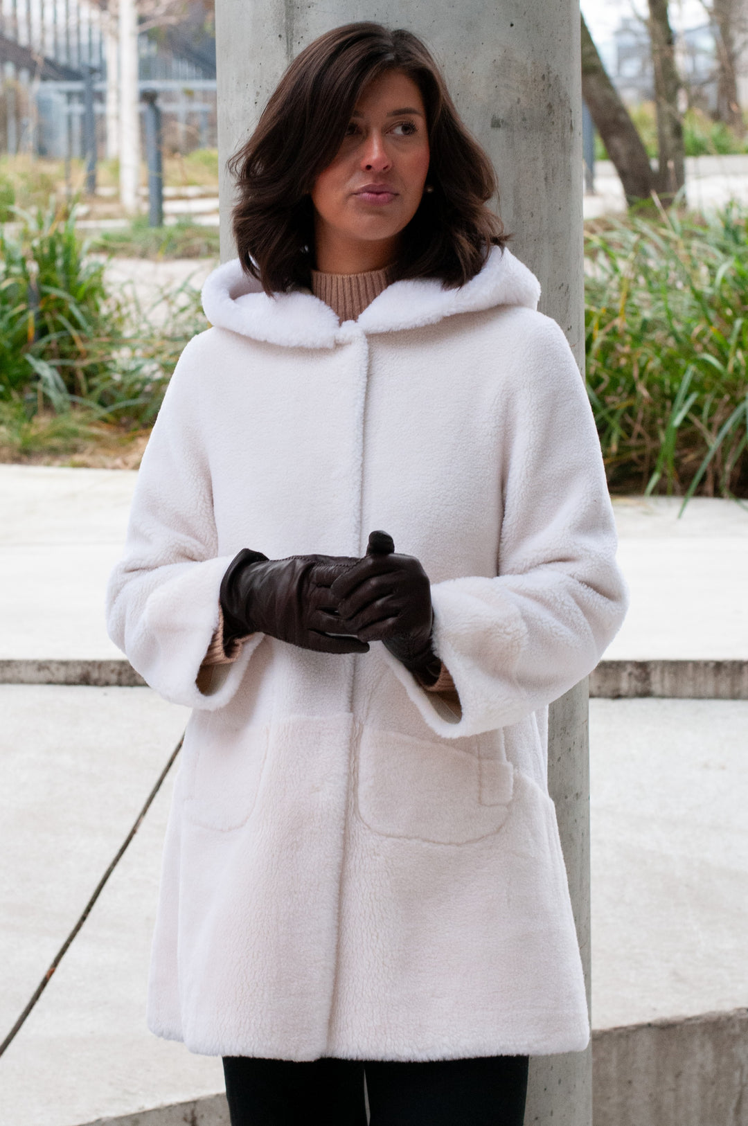 Fernandina, 85 cm – Kapuze – Air Wool – Damen – gebrochenes Weiß