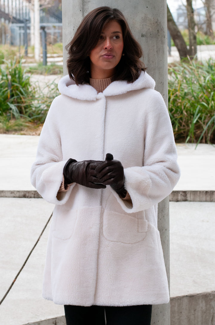 Fernandina, 85 cm – Kapuze – Air Wool – Damen – gebrochenes Weiß