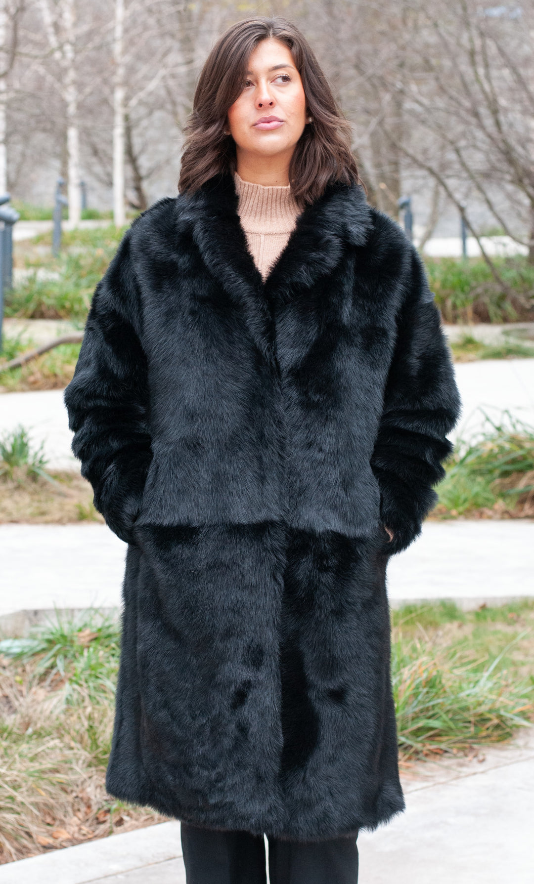 Hellani, 95 cm. - Krave - Toscana Lam - Jacket - Kvinde - Sort 