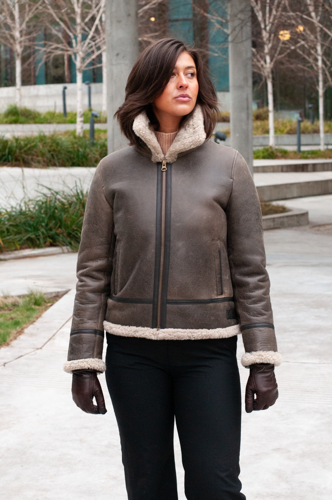 Hadine,60 cm. - Collar - Cool Lamb - Women - Brown