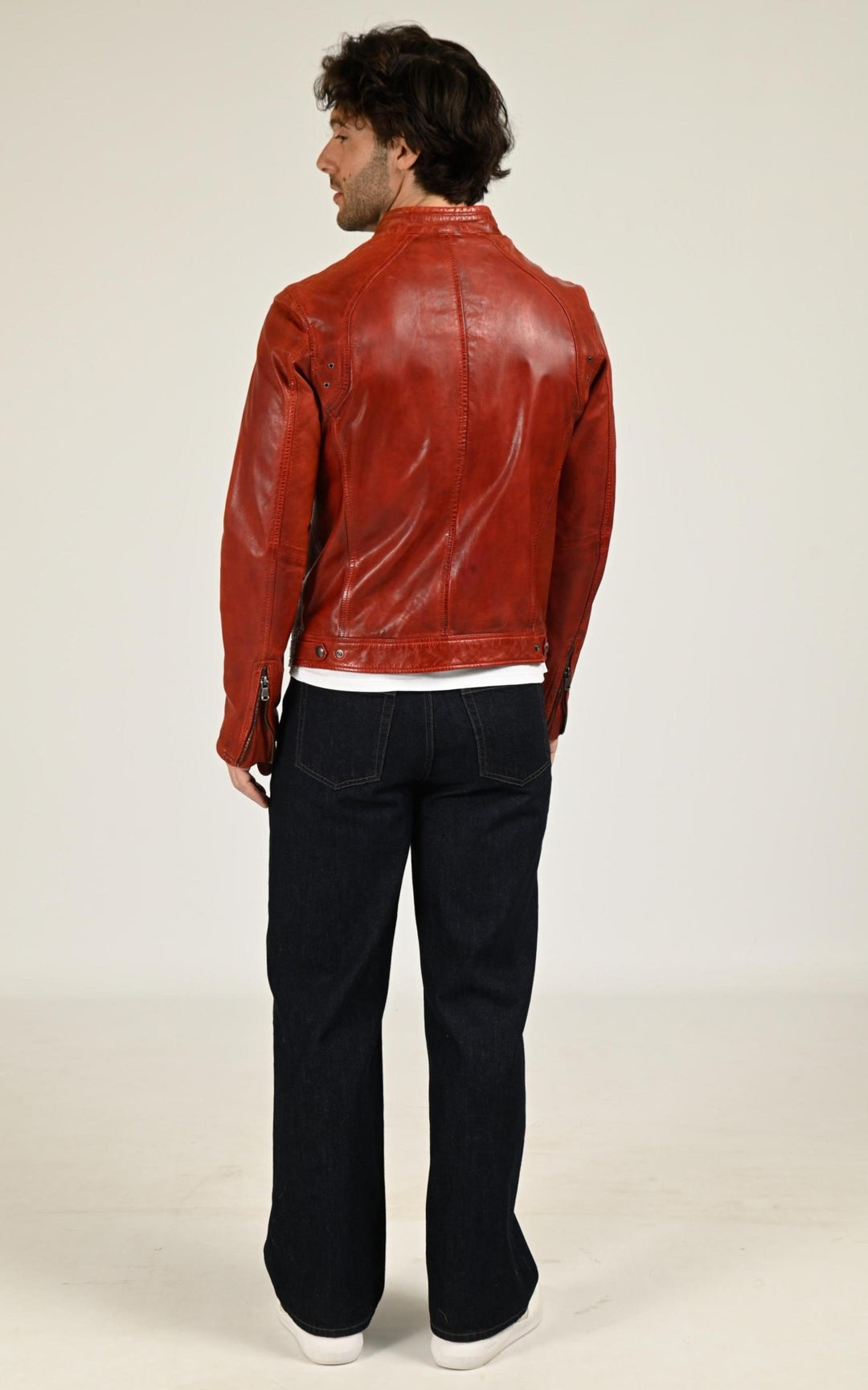 Blouson Cuir Homme Daytona 73, modèle Dustin 100233 de couleur rouge