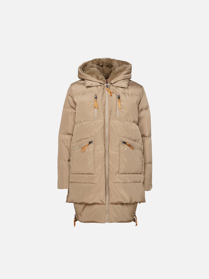 Forever, 90 cm. - Hood - Down jacket - Women - Camel