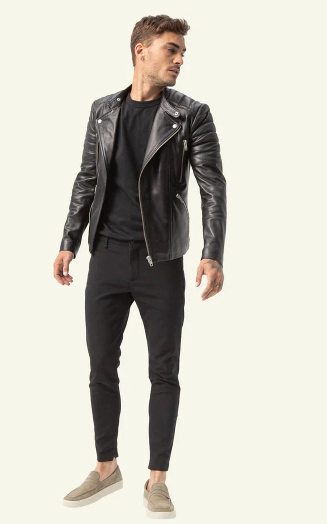 Blouson Cuir Homme Serge pariente, modèle Gladiator de couleur noir