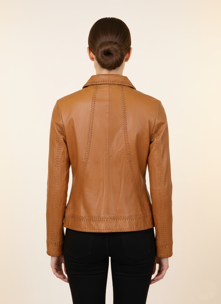 Ruby - Comfort, 60 cm. - Lam Costa Leather Jacket - Kvinner - Cognac