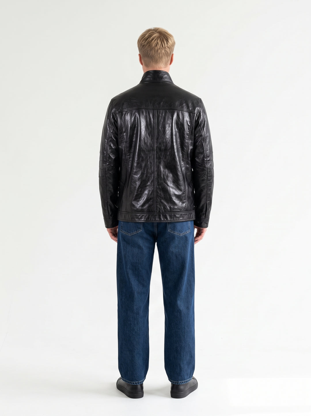 Big Marlow, 80 cm. - Collar Lamb Polish Nappa Leather -Man Black