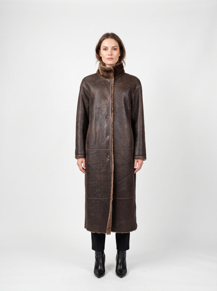 Katarina, 120 cm Nappa Lamb Crack - Women Cafe Latte