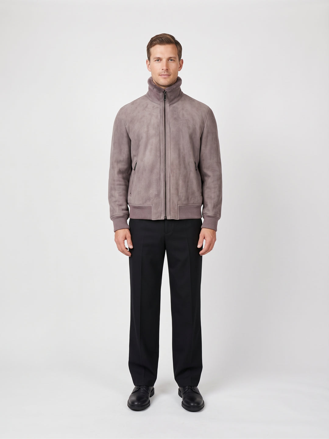 Iker, 66 cm. - Collar Suede Lamb - Man Light Grey