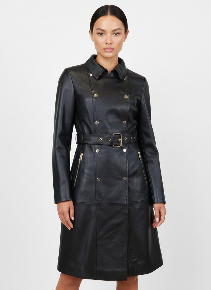 PRITTA, 100 cm. - Collar - Camen de cuero de dace grueso - Black